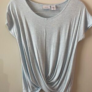 Antibes Blanc Pale Blue Twist-Knot Short Sleeve Tee